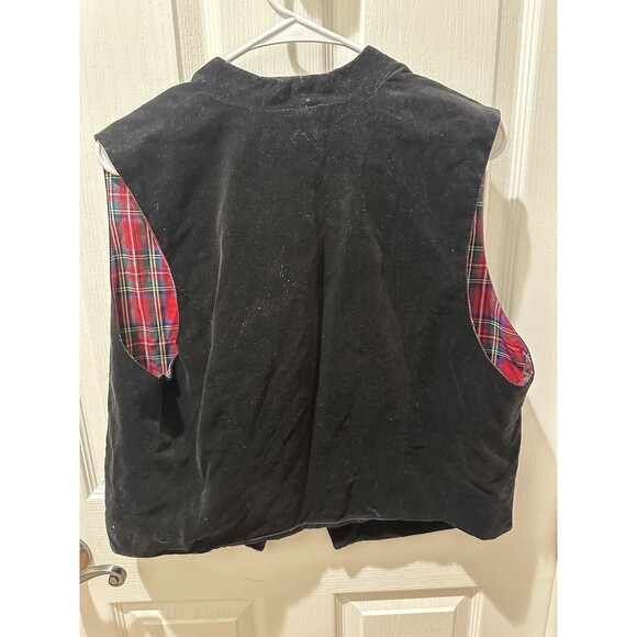 Vintage Karen Scott Vest Women's Large Black Christmas Velvet Button Vest Snow - Picture 2 of 9